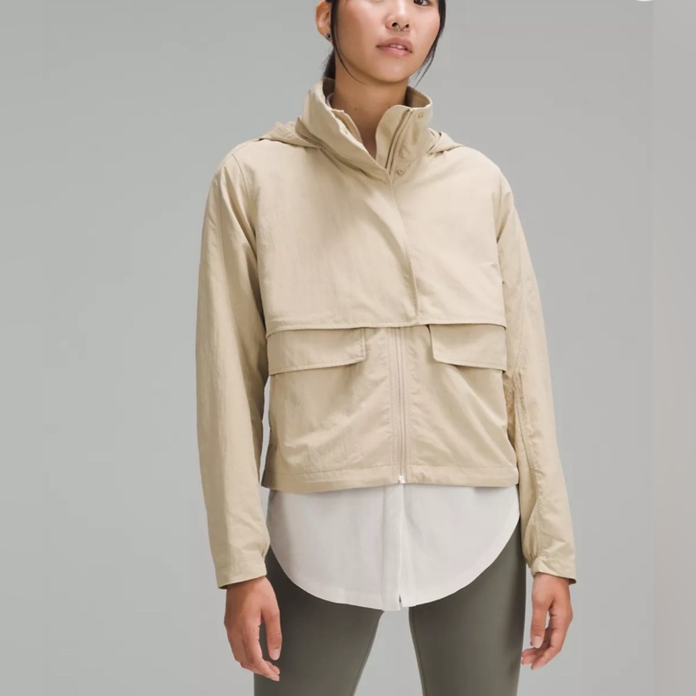 lululemon athletica Beige Hooded always effortless classic fit waterproof Jacket